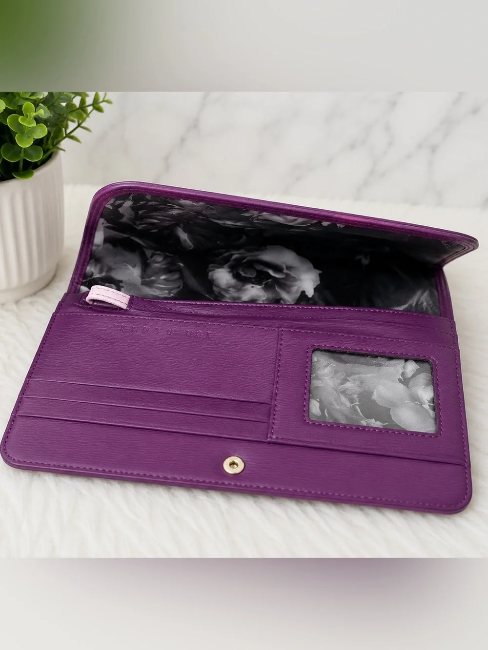 Ted Baker Leather Hanging Garden Continental Wallet Lavender & Purple BEAUTIFUL!